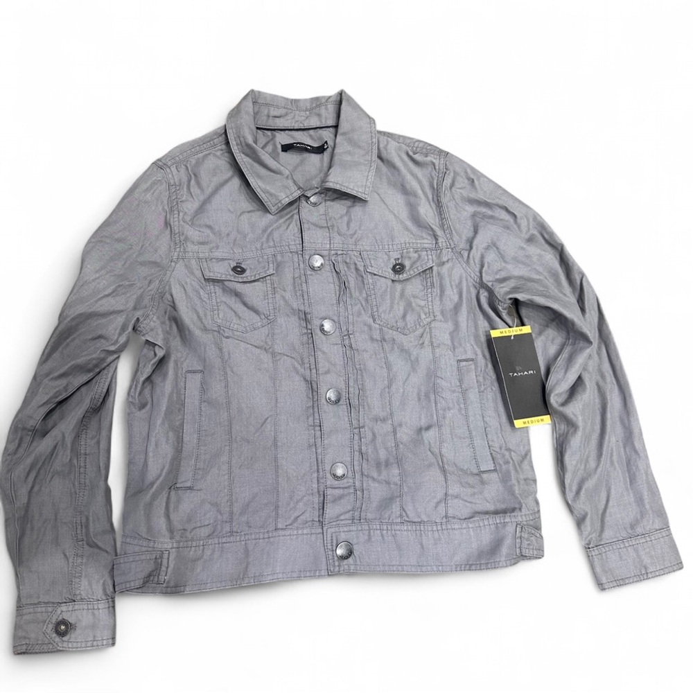 Tahari NWT Pin Tuck Light Gray Lightweight Jacket